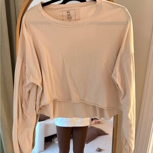 We The Free Beige Long Sleeve Cropped Tee